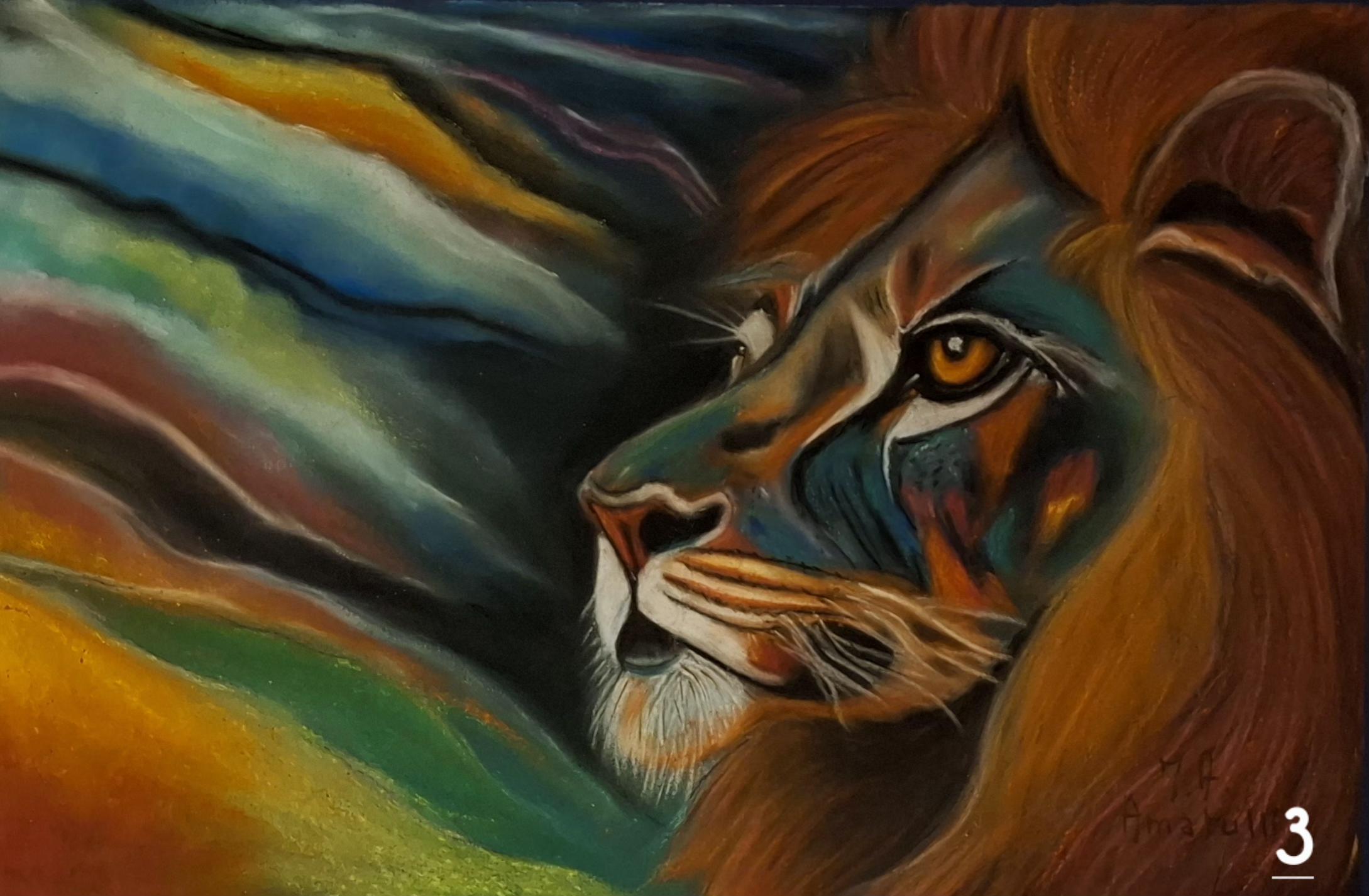 Lion Rêveur - Pastel sec 29x45 par Marie-Ange Amatulli